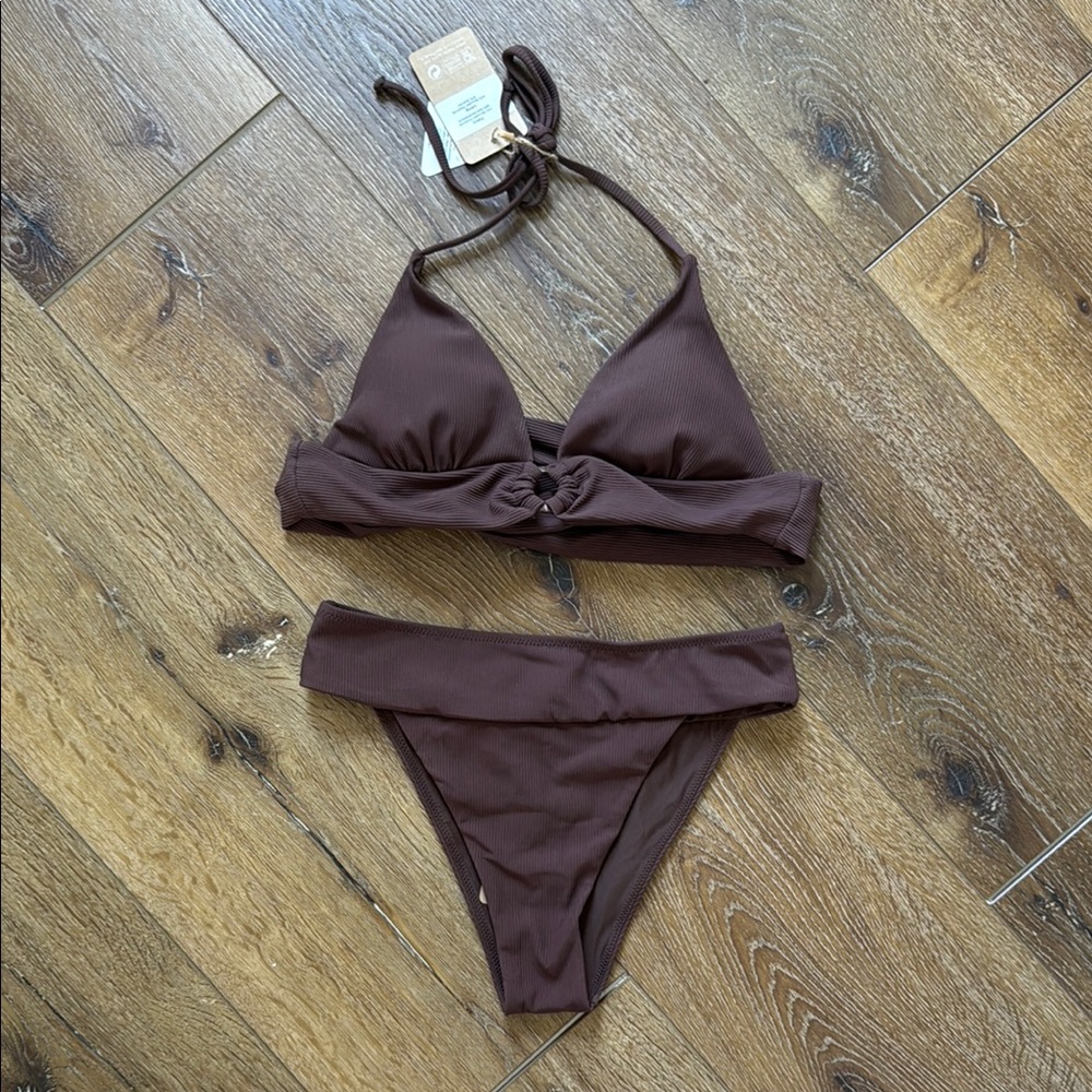 NWT Berlook Brown Halter Bikini Set